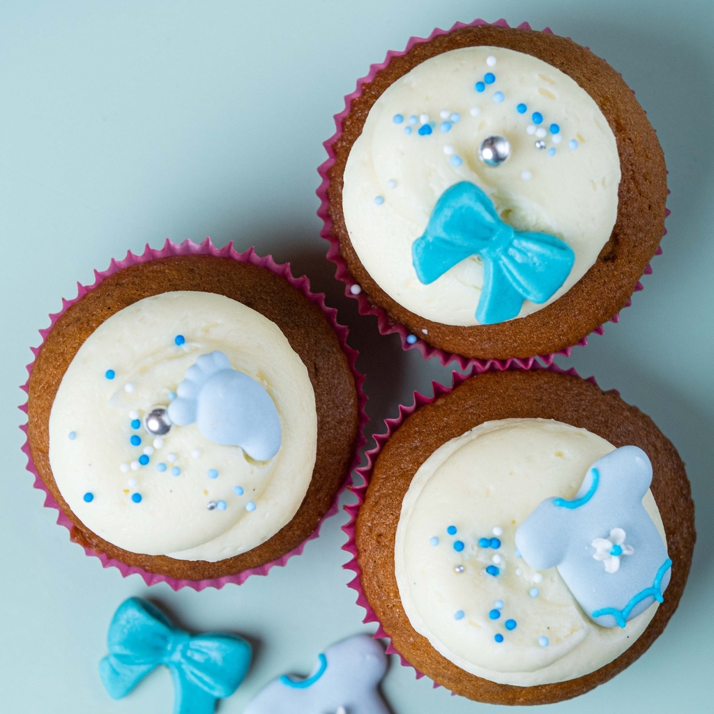 10 Mini Cupcakes Vanilla Baby Shower Blue