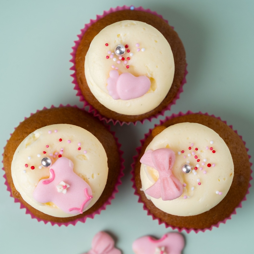 10 Minis Cupcakes Vanille Babyshower Rose