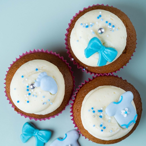10 Minis Cupcakes Vanille Babyshower Bleu